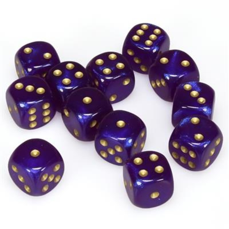 Borealis 16mm D6 Royal Purple/Gold Luminary Dice Block