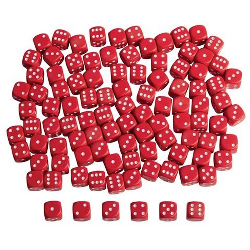 Red Plastic Dot Dice 25mm  Pack of 100