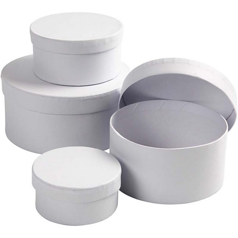 Round Boxes  White Set of 3