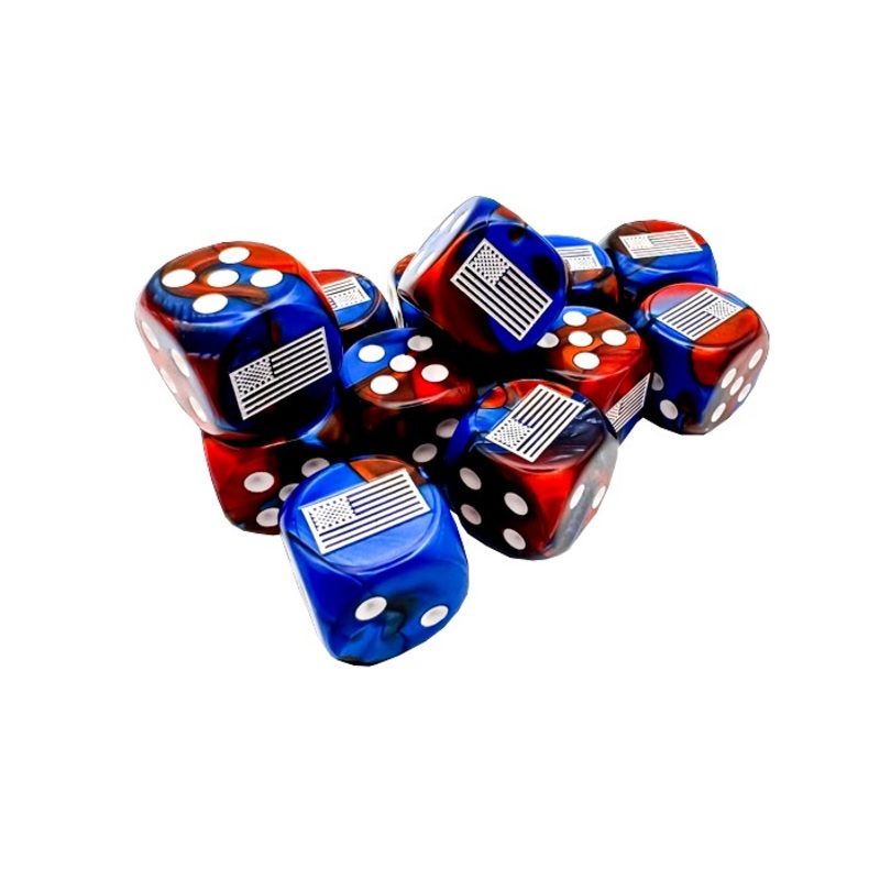 WW2 United States Gemini Blue-Red/White 16mm D6 Dice Block (12)