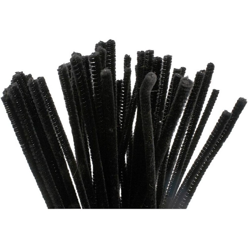 Black Chenille Stems Pipe Cleaners Pack of 50