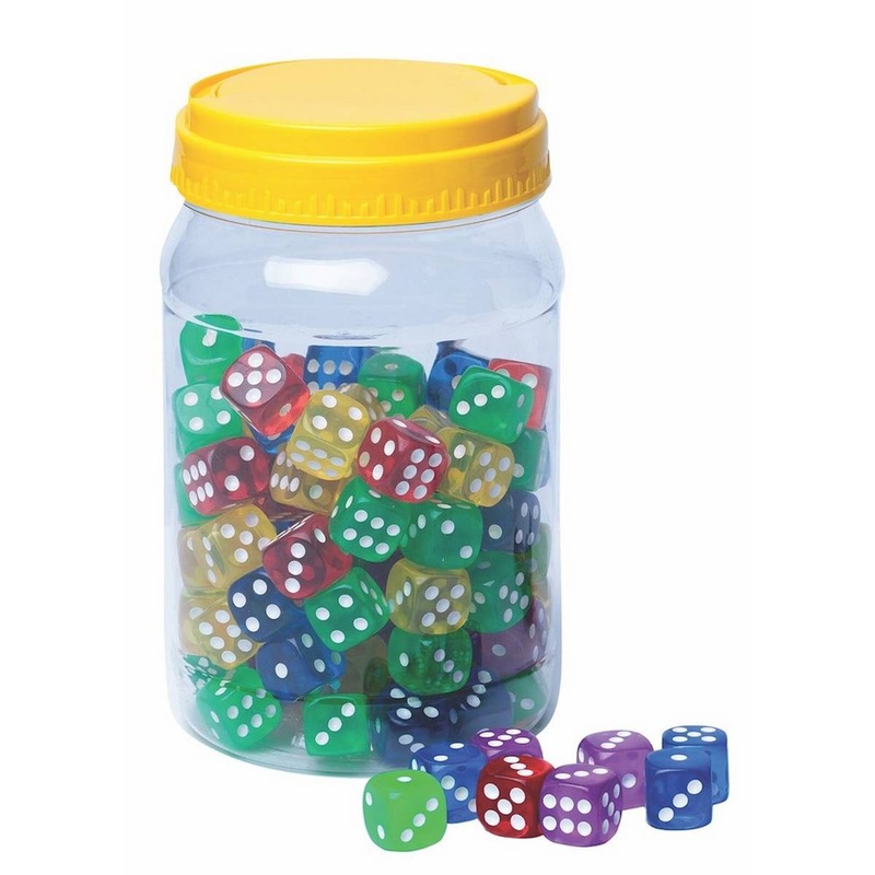 Dot Dice Asstd Colours 16mm Set of 100