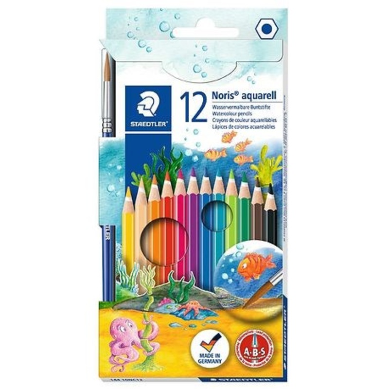 Staedtler 144 10NC12 Noris Aquarell Watercolour Pencils  Assorted Colours (Pack of 12)