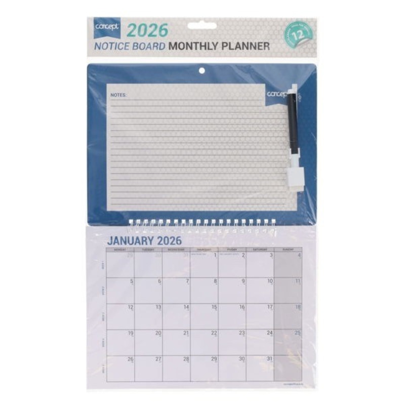 2026 Notice Board Monthly Planner