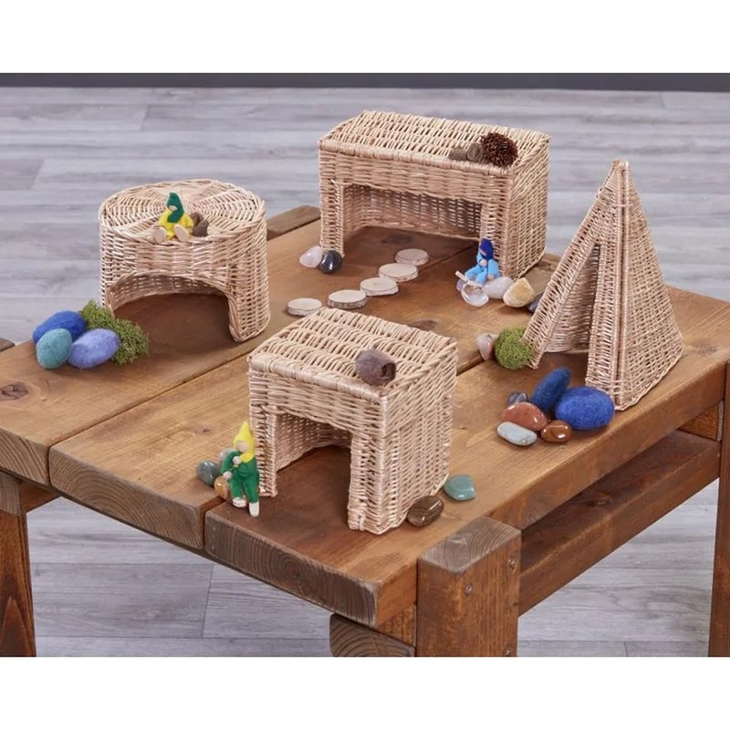 Wicker Shape Houses  Set of 4