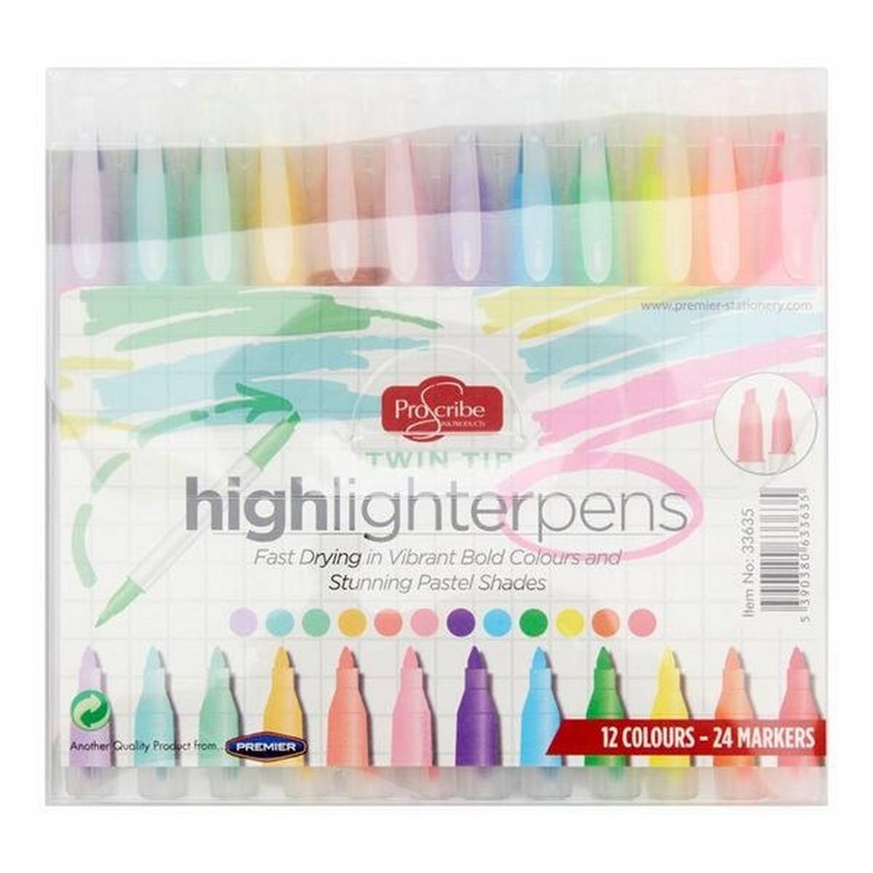 Pro:scribe Twin Tip Highlighter Pens Pack of 12