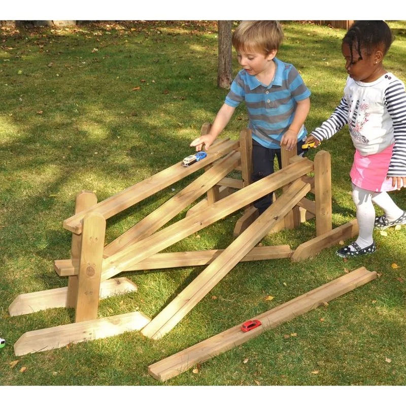 Wooden Chutes and Stands  Set of 9