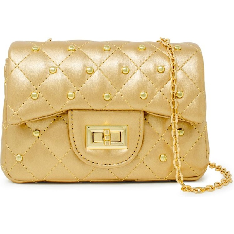 Classic Quilted Stud Mini Bag – Gold