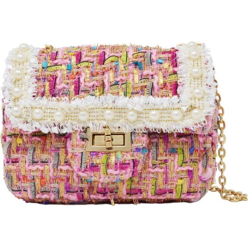 Classic Tweed Pearl Bag – Pink