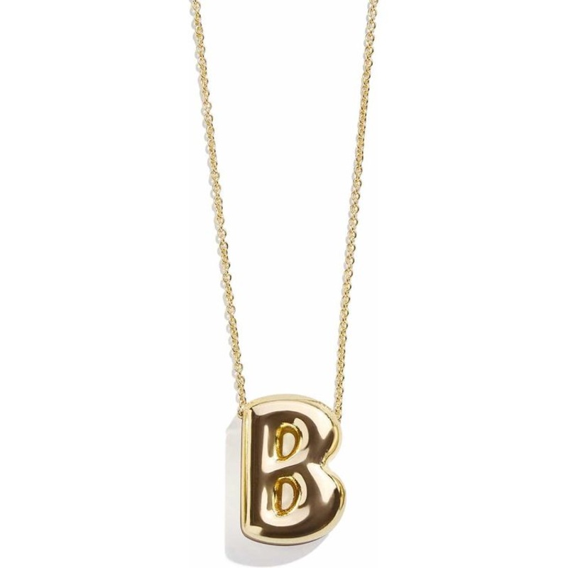 Gold Bubble Initial Necklace – B