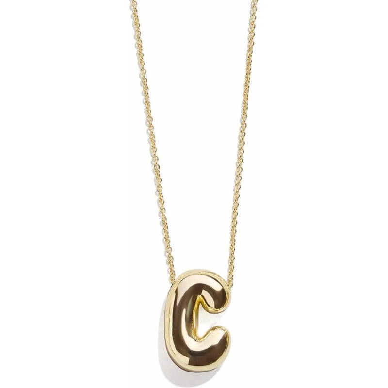 Gold Bubble Initial Necklace – C
