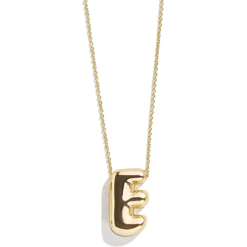Gold Bubble Initial Necklace – E