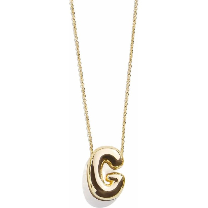 Gold Bubble Initial Necklace – G