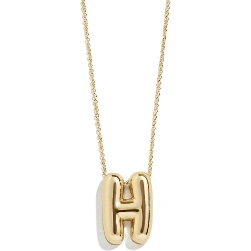 Gold Bubble Initial Necklace – H
