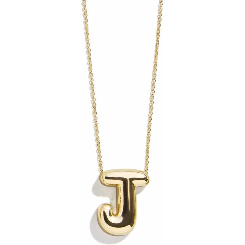 Gold Bubble Initial Necklace – J