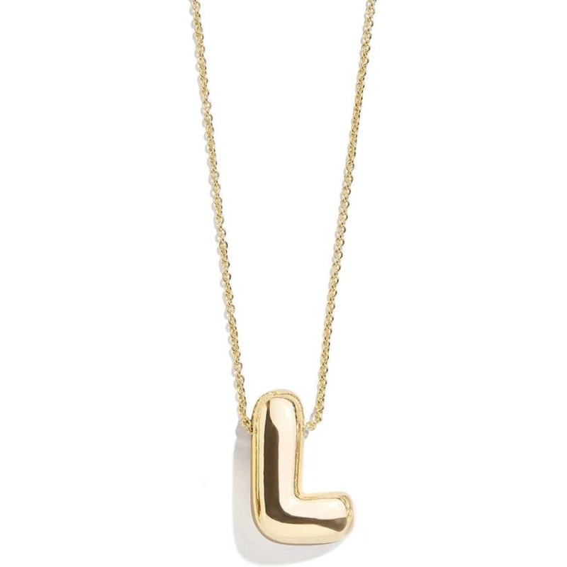 Gold Bubble Initial Necklace – L