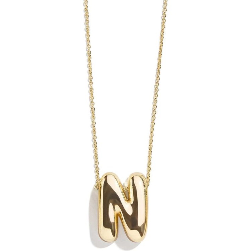 Gold Bubble Initial Necklace – N