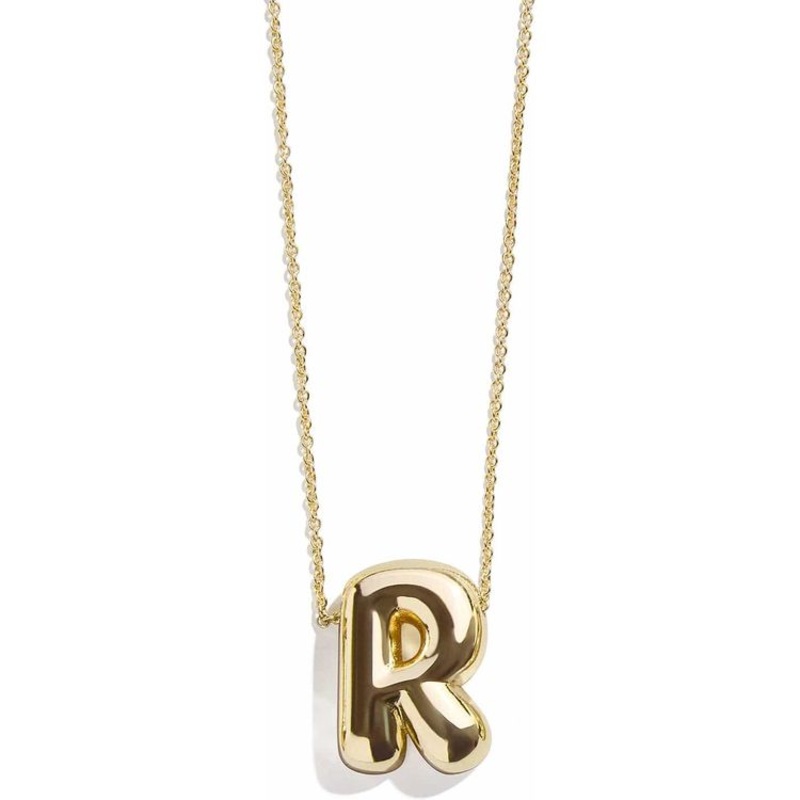 Gold Bubble Initial Necklace – R