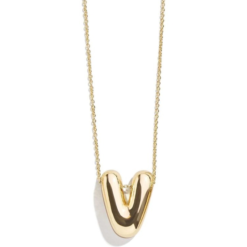 Gold Bubble Initial Necklace – V