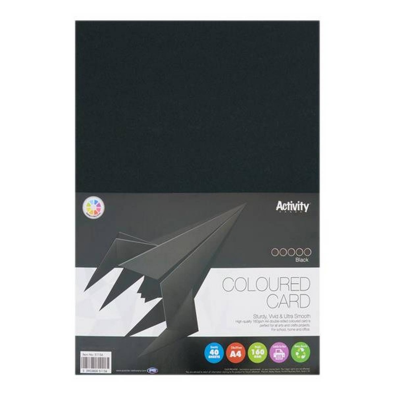 A4 Black Card 160gsm (Pack of 40 sheets)