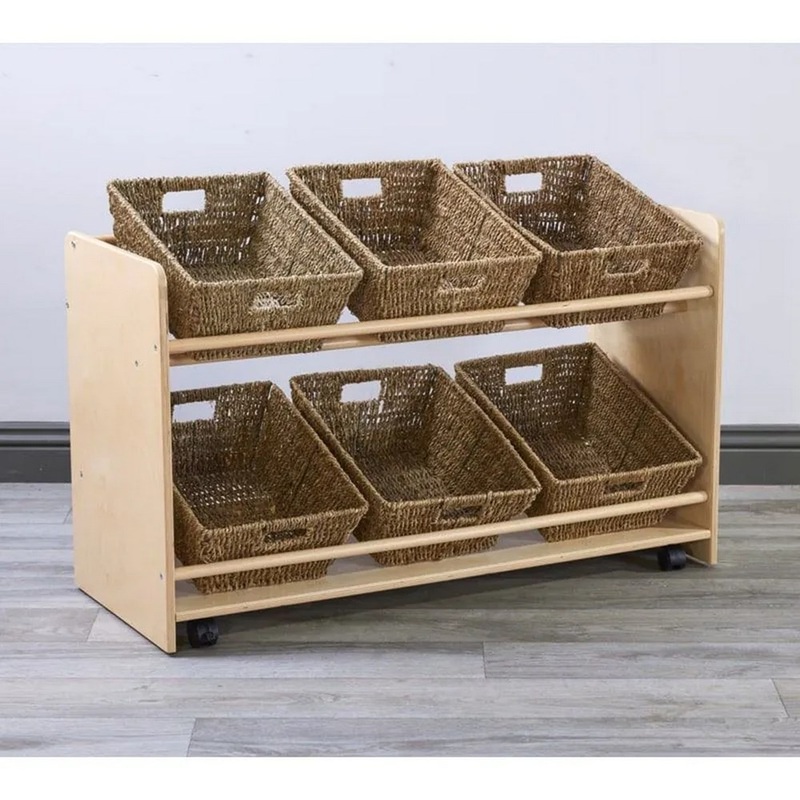 Rookie Range Open Mobile Basket Shelf  With Seagrass Baskets