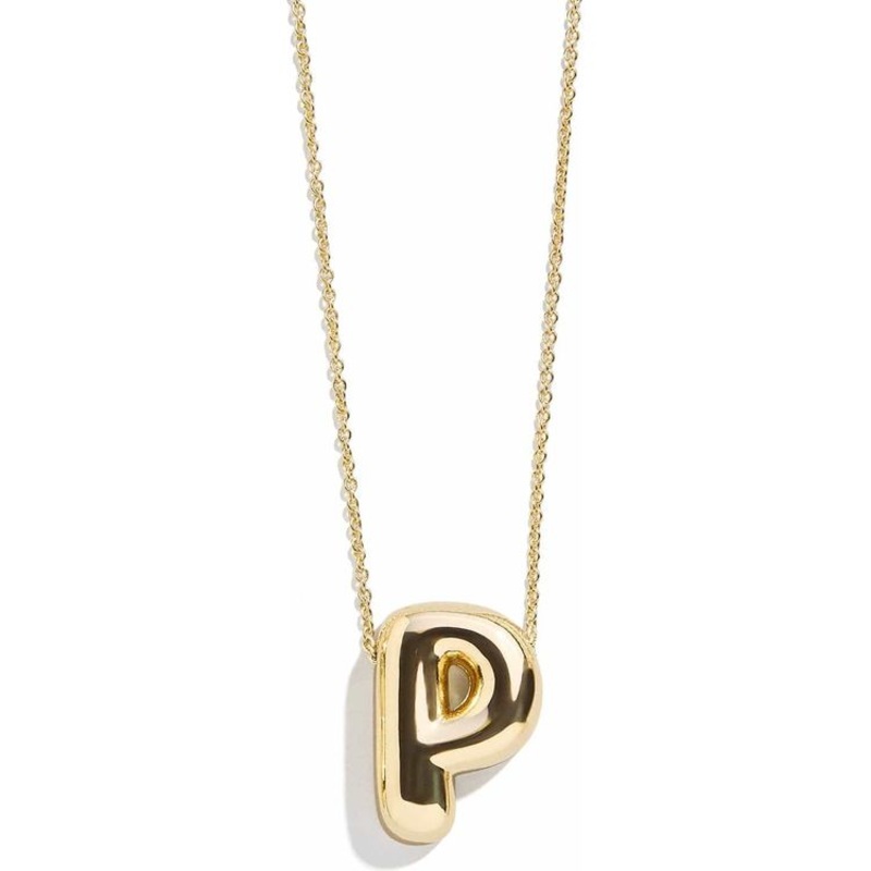 Gold Bubble Initial Necklace – P
