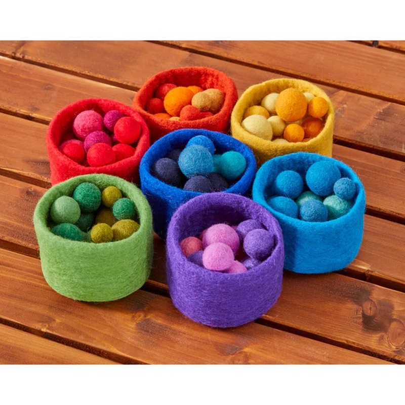 Rainbow Nesting Felt Bowls and Balls