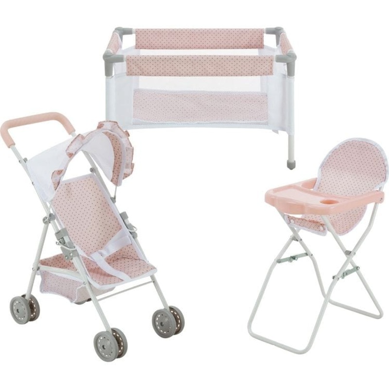 Olivia’s Little World Polka Dot Princess Baby Doll 3 Piece Nursery Set – Pink