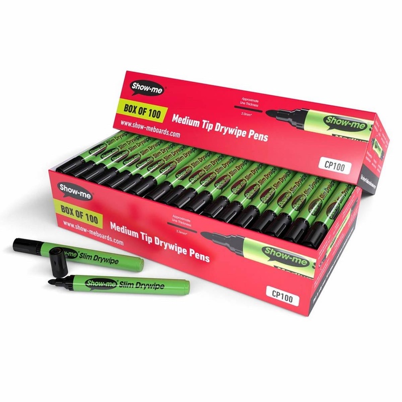 Show-Me Medium Tip Barrel Drywipe Black Marker (Pack of 100)