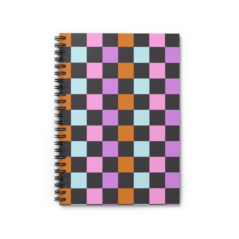 Retro Checkered pattern Spiral Notebook – Ruled Line (ONLINE ORDER ONLY)