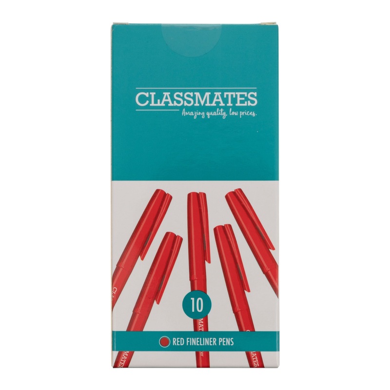 **Classmates Fineliner Pen Red  Pack of 10
