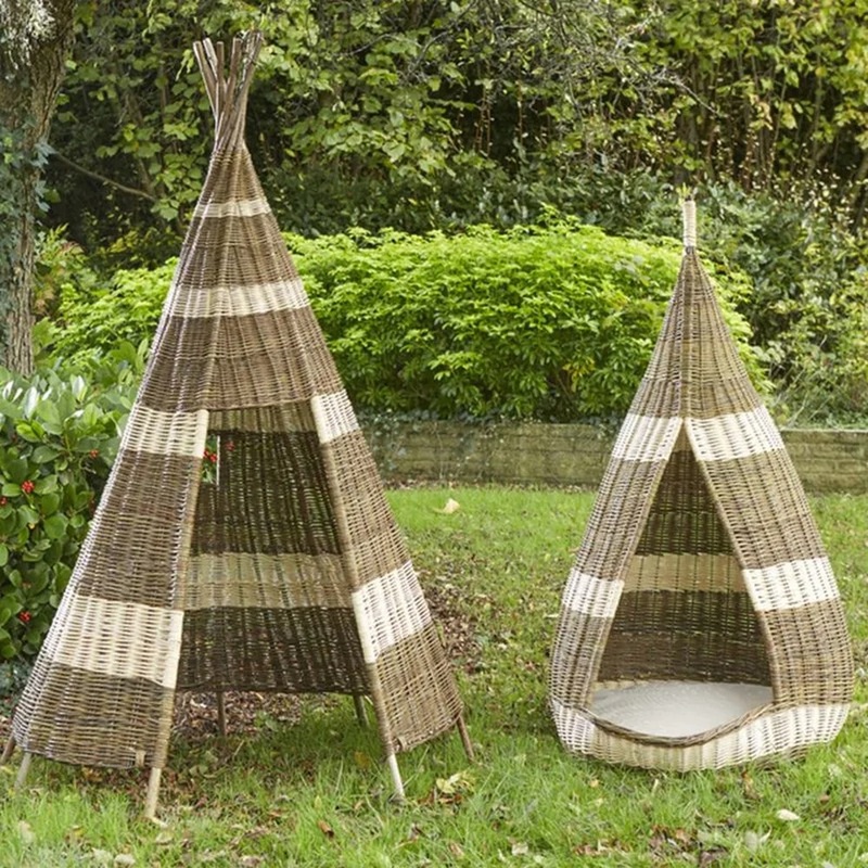 Two Tone Wicker Wigwam and Cosy Pod Set  Set of 2