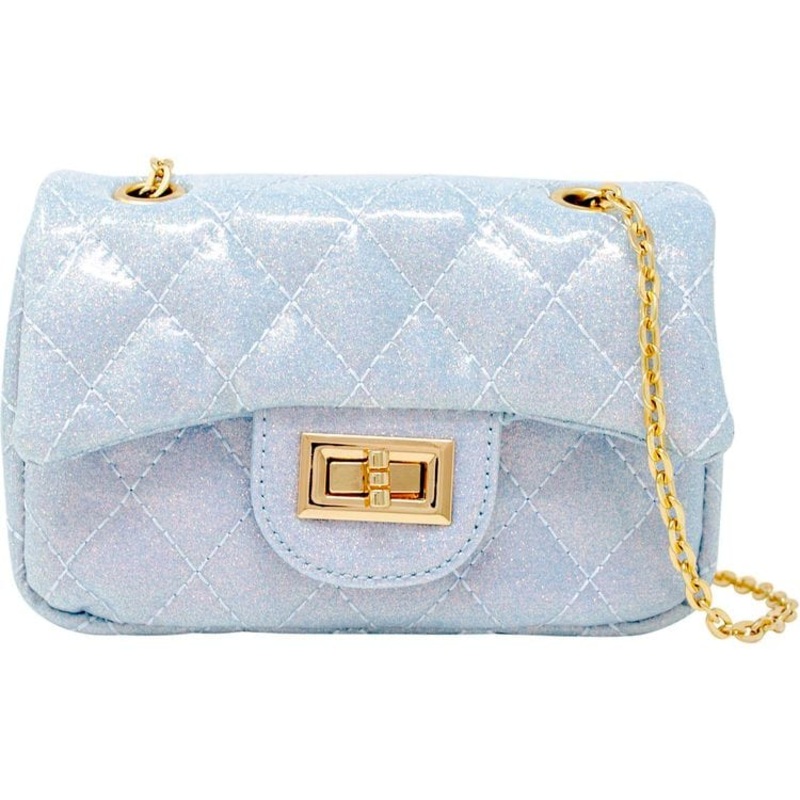 Classic Quilted Sparkle Mini Purse – Sky Blue