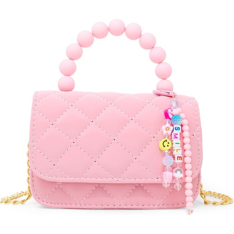 Pearl Handle Message Charm Handbag – Pink