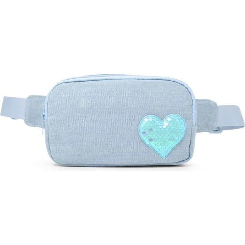 Sequin Heart Belt Bag for Kids – Blue (Denim)