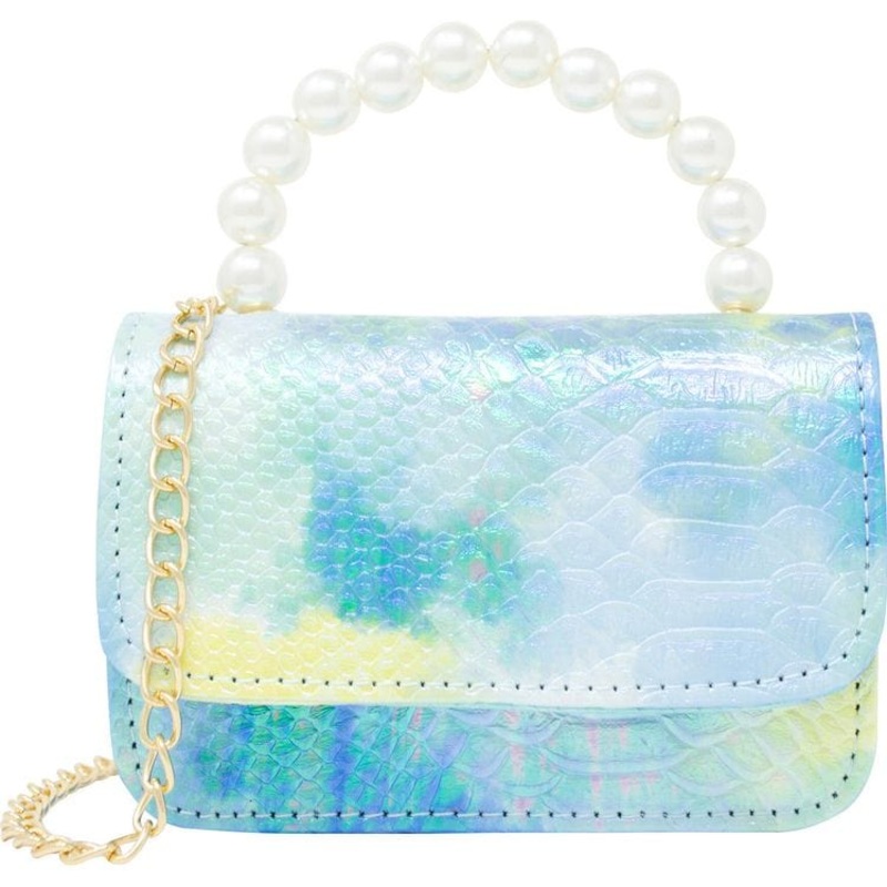 Tie Dye Crocodile Pearl Handle Bag – Blue