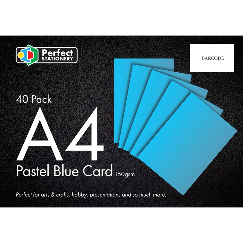 A4 Card Pastel Blue 160gsm 40 Pack