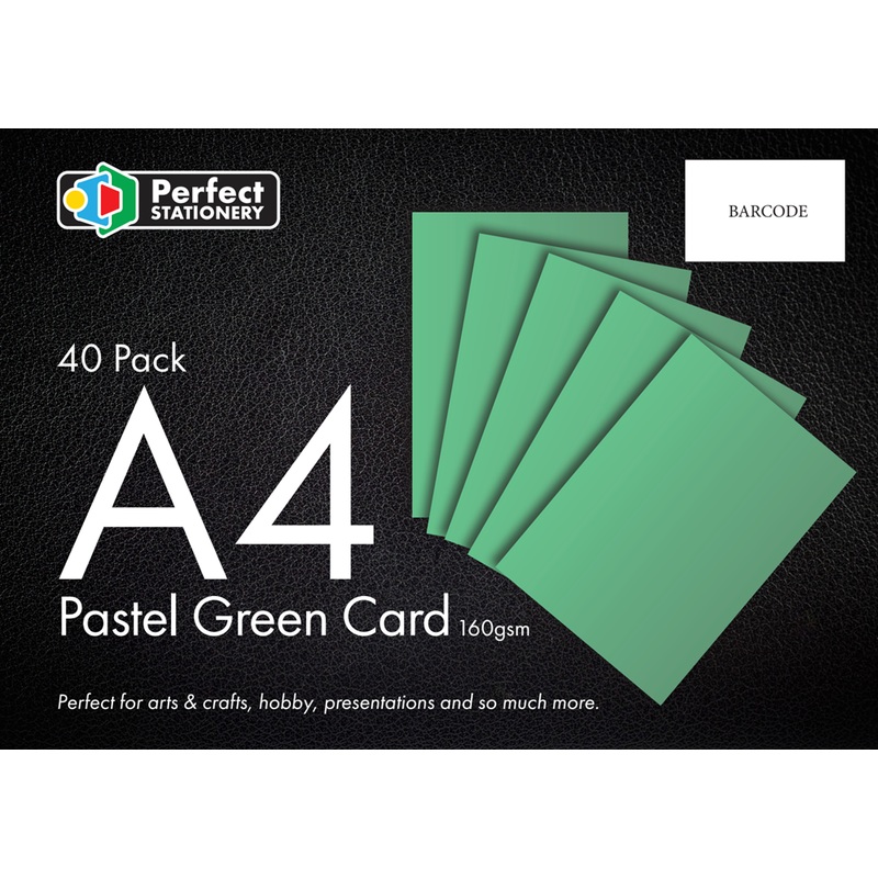 ***A4 Card Pastel Green 160gsm 40 Pack