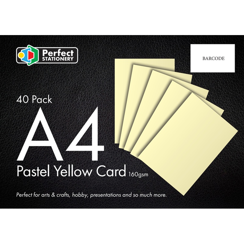 ***A4 Card Pastel Yellow 160gsm 40 Pack