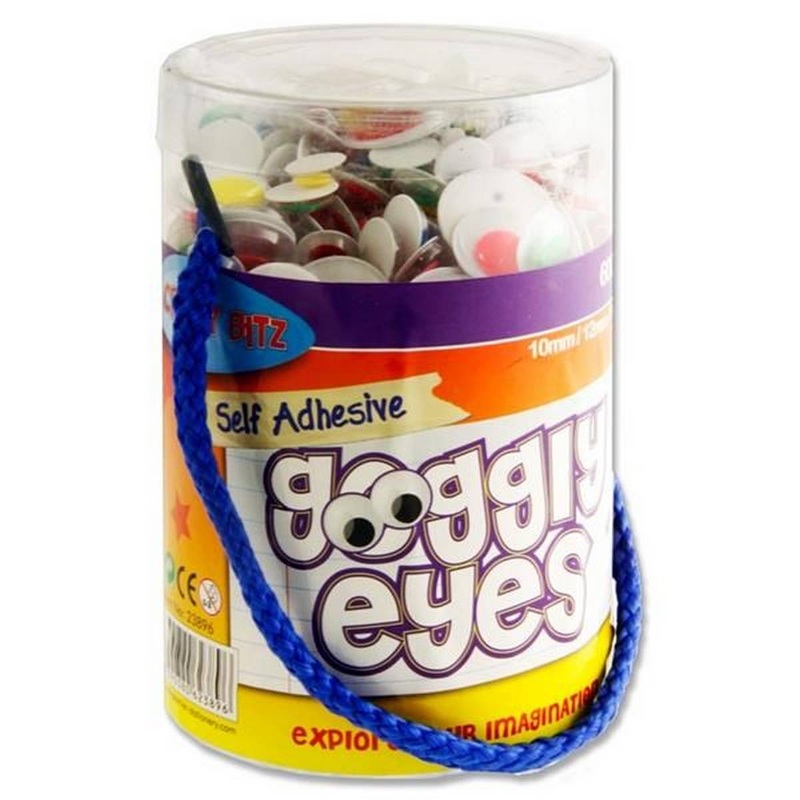 Self Adhesive Goggly Eyes  10mm/13mm Coloured  Tub of 600