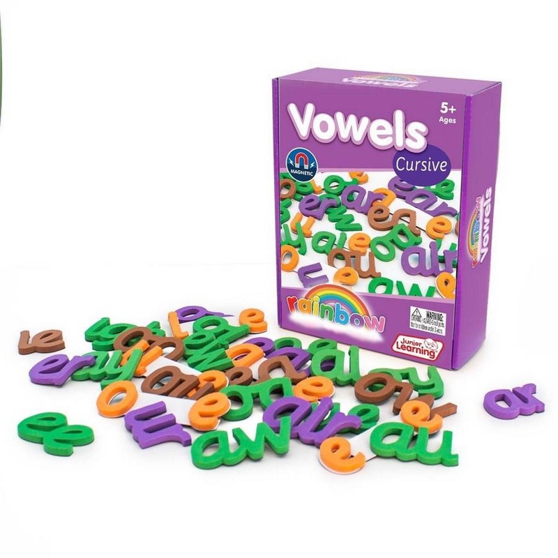 Rainbow Magnetic Letters  Vowels  Cursive