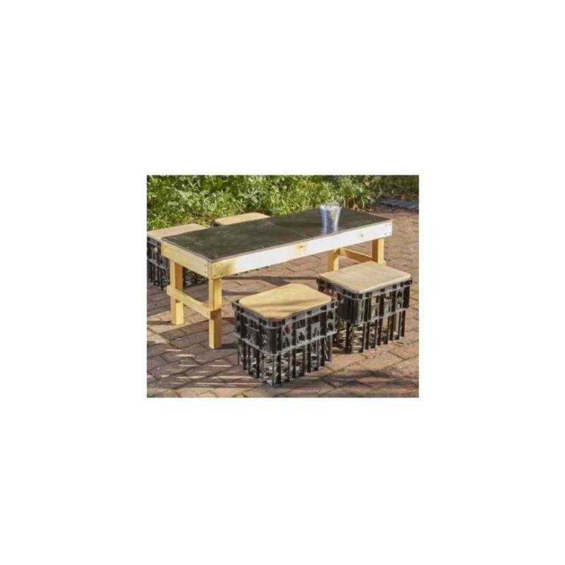 Slim Crate Chalk Table With Crate Seats
