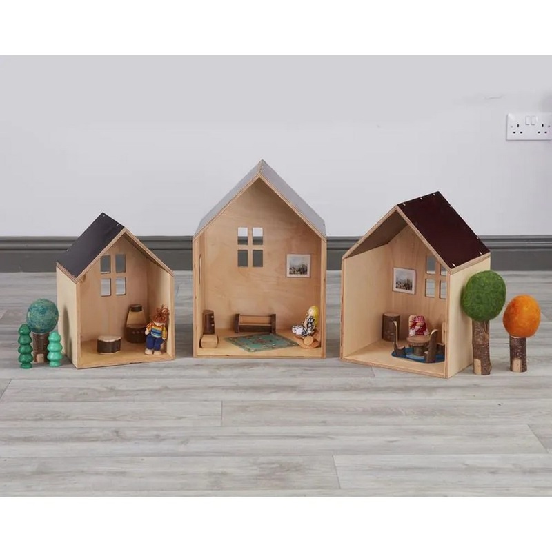 Nesting Packaway Small World Houses  Set of 3