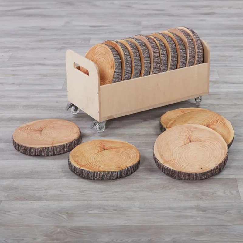 Log Slice Style Cushions and Trolley  16 Piece Set