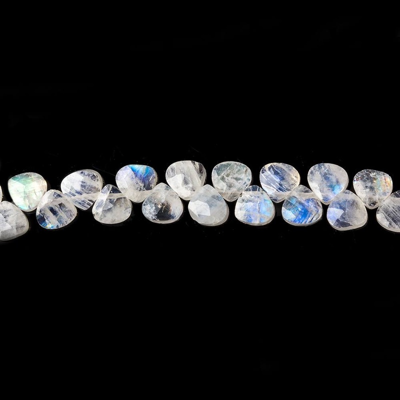 Rainbow Moonstone Heart Micro-Briolette Beads 6 inch 50 pieces (ONLINE ORDER ONLY)