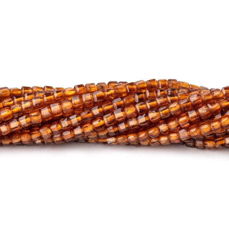 2.5mm Spessartite Garnet Micro Faceted Cube Beads 12.5 inch 134 pieces (ONLINE ORDER ONLY)