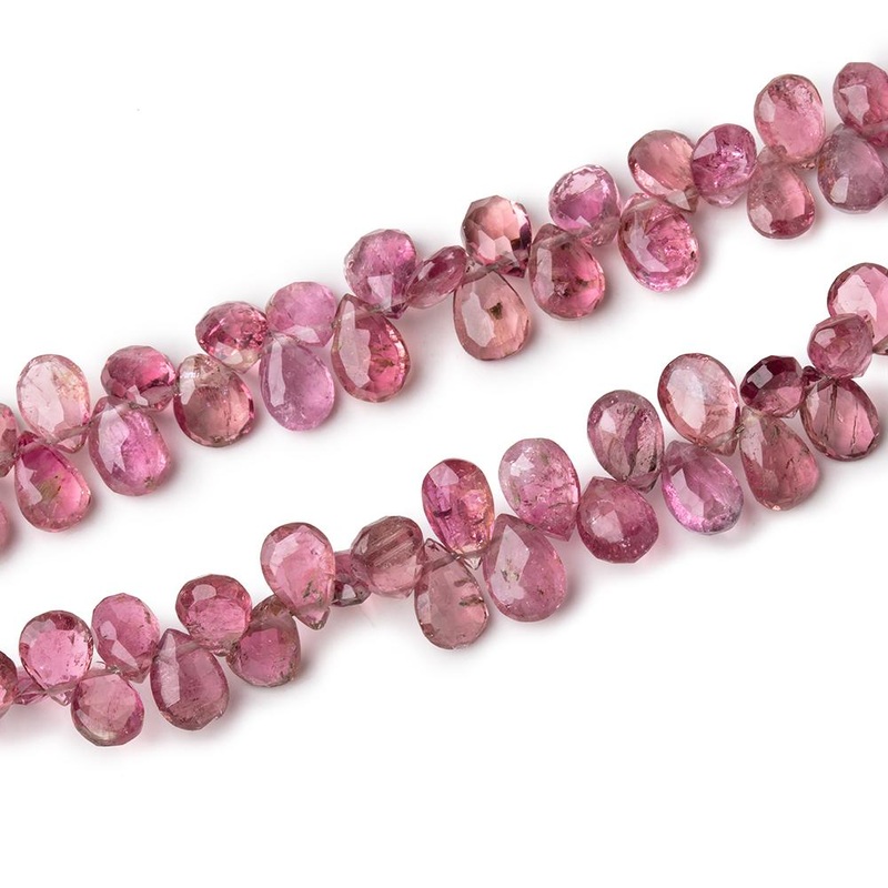 5×4-7×4.5mm Pink Tourmaline Faceted Pears Lot of Two Strands with 116 Beads (ONLINE ORDER ONLY)