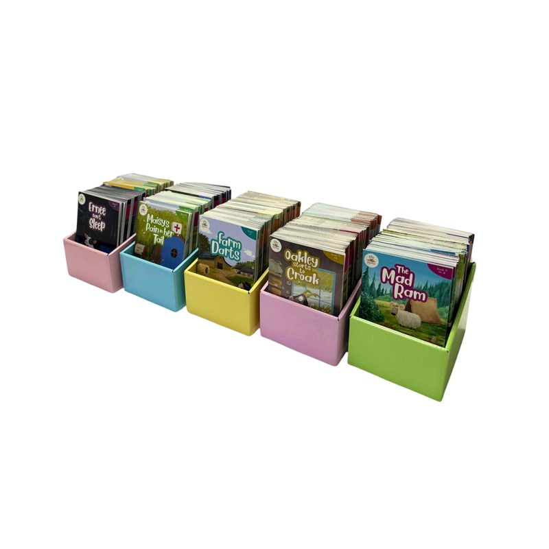 BiDee Phonics Book Boxes Pastel Colours Mixed Pack of 5