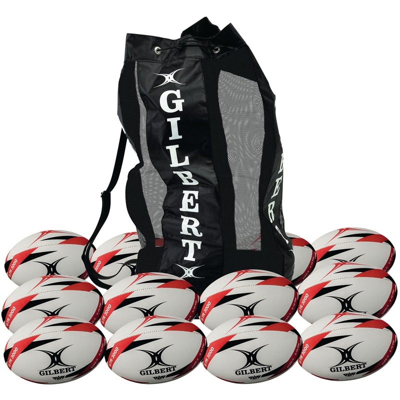 Gilbert G-TR3000 Training Rugby Ball  White/Red  Size 3 (Pack of 12)