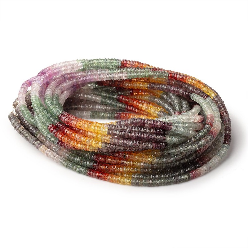 3.5mm Multi Color Sapphire Faceted Heishi Beads 18 inch 278 pieces AA (ONLINE ORDER ONLY)